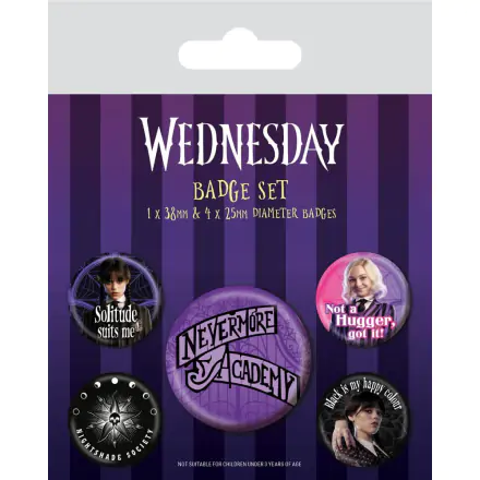 Wednesday Pin-Back Buttons 5-Pack Nevermore product photo