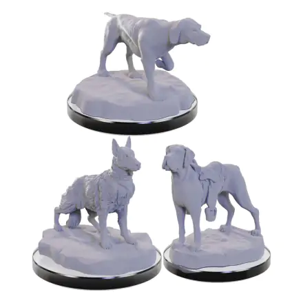 WizKids Deep Cuts Miniatures Unpainted Miniatures 3-Pack Dog Companions product photo